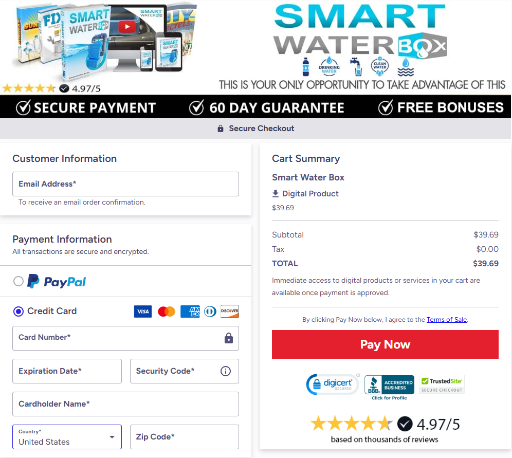 Smart Water Box checkout-page